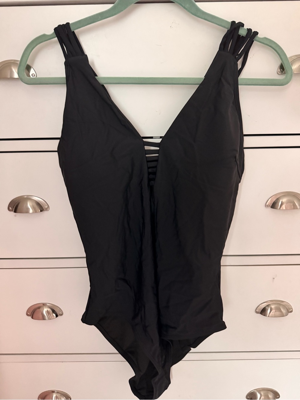 Classic Black One-Piece Swimsuit with Strappy V-Neck